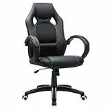SONGMICS Racing Silla de Escritorio de Oficina Ergonómica Regulable con Ruedas, OBG56B, Negro, 776732
