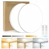 OUILA 2PCS Plafon LED Techo Regulable,24W 2000LM Lampara Techo con Mando a Distancia,3000K-6500K IP44 Lampara LED Techo Plafones para Techo Led para Dormitorio Cocina Salon Baño Comedor Pasillo Ø28cm