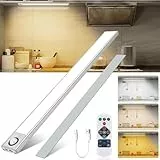 BOOTEEK 40CM Luz LED Armario con Sensor Movimiento, 4000mAh USB Recargable Lampara Armario Luz Nocturna con Control Remoto, 3Modos Regulable Magnética Luces LED Cocina para Gabinete,Pasillo,Escaleras