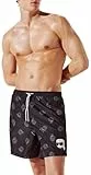 Karl Lagerfeld B.V Med Boardshorts AOP-Pantalones Cortos de Deporte medianos con diseño de Ikon Karls Head All Over Print Black, S Hombres