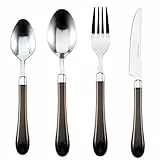 Renberg 24 Piezas Roc Fume Cubertería Acero Inoxidable, poliestireno, Negro