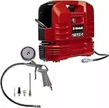 Einhell Compresor TC-AC 190 OF Set (1100 W, Motor compacto y ligero, máx. 8 bar, Incluye pistola de soplado, inflador de neumáticos, manguera de 3 metros y juego de adaptadores de 3 piezas)
