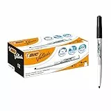 BIC Velleda 1741 Rotuladores de Pizarra Punta Media Para Pizarra Blanca, Óptimo para la Escuela y la Oficina, Color Negro, Caja de 12 Unidades