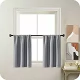 MRTREES Cortinas opacas impermeables para ventana de baño, cortinas con bolsillo para cortinero, para cocina, cafetería y caravana, 2 paneles de 90 x 90 cm, color gris claro