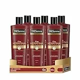 TRESemmé Champú Liso Keratina para pelo encrespado o dañado con aceite de Marula y Keratina - Pack de 6 x 400ml