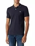 GANT Slim Shield SS Pique Polo Ajuste Estrecho, Evening Blue, L para Hombre