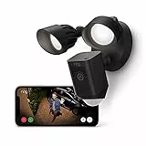 Ring cámara Plus con focos cableada (Floodlight Cam Wired Plus) | Cámara de vigilancia exterior wifi con vídeo HD, comunicación bidireccional, focos LED, sirena integrada | 30 días gratis de Ring Home