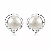 B.Catcher pendientes en plata 925 - corazón - perla de agua dulce - San Valentín