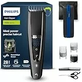 Philips Cortapelos con cuchillas de titanio, 3 Peines guía, 28 Ajustes de longitud, 90 min de uso sin cable, Incluye funda de viaje, Color Negro