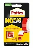 Pattex No Más Clavos Cinta, cinta adhesiva para aplicaciones permanentes, cinta de doble cara extrafuerte, adhesivo de montaje para interior y exterior, 19 mm x 1,5 m