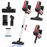 Aigostar Aspirador de Mano y Vertical 4 en 1. Potencia 600W, Filtro HEPA. Aspirador Tubo Telescópico, Cepillo de Suelo y Accesorio de Boquilla Estrecha.