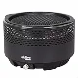Aktive - Barbacoa Portátil a carbón recargable a pilas sin Humo Negra, Protección antigoteo, Medidas Ø34x24,5cm, Incluye bolsa de transporte, Hornea en la parte interior, parrilla (63002)