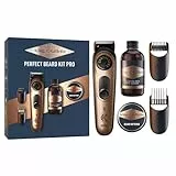 Gillette King C. Caja de Regalo para Hombre, Kit de Cuidado de Barba Incluido cortapelos Pro eléctrico, Rueda de precisión para 40 Longitudes de Barba para un Afeitado eficiente, Mini Limpiador, Mini