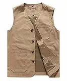 Oralidera Chaleco de Pesca para Hombre Chaleco Deportivo de Fotografia Chaleco Tipo Safari Chaqueta sin Mangas de Trabajo, Cachi, M