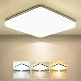 OUILA Plafon LED Techo 24W, 2400LM Lamparas de Techo, 3000K/4000K/6500K Seleccionable, IP44 Blanco Natural Cuadrado Ultra Delgado Luz LED Techo Para Salon Baño Balcón Dormitorio Pasillo Cocina