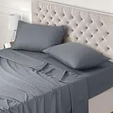 Utopia Bedding Juego de Sabanas 4 Piezas 150x200 - Poliéster Microfibra Cepillada - Oeko-Tex Certificado - Sábana Bajera, Sábana Plana y 2 Fundas de Almohada 50x75 (Cama 150, Gris)