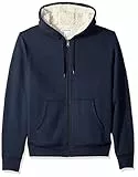 Amazon Essentials Chaqueta en felpa y forro de borreguillo con capucha y cremallera completa (disponible en tallas grandes) Mujer, Azul Marino Mezcla, M
