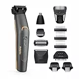 BaByliss MT987E Recortadora Multifunción Graphite Precision 12 en 1, inalámbrico, cabezal de precisión, cabezal corporal, cabezal de barba, cabezal nariz/orejas, cabezal de afeitado