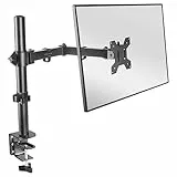Mars Gaming MARM1, Soporte de Monitor de Brazo para Pantallas hasta 32”, Articulado y Regulable en Altura, Estructura Robusta, Compatible con VESA75 y VESA100, Negro