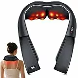 Masajeador de Cuello y Espalda con Calor, Shiatsu Eléctrico 3D con 8 Nodos, para Casa Oficina y Coche, Masaje Profundo Cervical y Lumbar, Regalo para Mujer Hombre Mamá Papá
