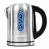 Cecotec Hervidor de Agua Eléctrico ThermoSense 290 Steel. 1,7 litros, Libre de BPA, 2200 W de Potencia, Base 360º, Filtro Antical Desmontable, Doble Sistema de Seguridad, Acero Inoxidable