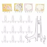 UKOFEW 12 Pieza Soporte Fotos Porta Platos, Soporte Caballete, Claro Plástico Caballetes, Soporte Fotos Porta Platos para Foto Marco Bowl Placa Decorar ImáGenes de Casa (3 Pulgadas)