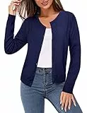 Irevial Cardigan Mujer Manga Larga Ligero con Cuello Redondo,Chaqueta de Punto Estilo Básico Elegante Cárdigan Jersey con Botones Rebecas Casual para Primavera Otoño Azul marino XXL