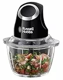 Russell Hobbs Picadora de Alimentos Matte Black - Picadora Eléctrica, Cuchillas de Acero Inoxidable, Accesorios Aptos para Lavavajillas, Manejo con 1 Único Botón, Capacidad de 500 ml, Negro - 24662-56
