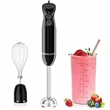 BonsenKitchen Batidora de mano, batidora de inmersión 3 en 1 de mano, batidor de huevos, vaso de precipitados de 700 ml para hacer alimentos para bebés, batidos, sopas, (negro)