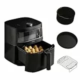 HAIER Freidora de Aire sin Aceite Multiusos con Accesorios de 7L, Ventana de Visualización, 9 en 1, Air Fryer, Hornear, Asar, Parrilla, Deshidratar, Cocción Lenta, Yogur [I-Master Series 5]