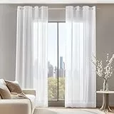 Deconovo Visillo para Ventana Cortina Transparente para Hogar 2 Paneles 140 x 260 cm Blanco