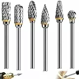 6 Piezas Juego de Fresas Para Madera Dremel, Fresas de Tungsteno para Metal 6mm, Fresas para Metal Duro Profesional, Con Vástago de 1/8', Para Bricolaje de Barpintería, Pulido, Taladrado