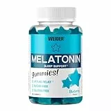 Weider Melatonin Gummies (60 Gominolas) Sabor Arándano. 1 mg de melatonina por gominola. Sin Azúcares y Sin Gluten. Ayuda contra el Jet-lag y para mejorar la calidad del sueño.