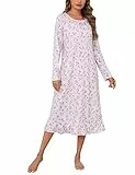 Aseniza Camisón Mujer Camisones de Manga Larga para Mujer de Invierno Ropa de Dormir Vestido Ligero y Suave para Hogar
