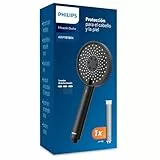 Philips Water filtro de ducha – protege piel y cabello, elimina cloro y partículas grandes, 3 modos de rociado, capacidad de filtrado 1 mes, negro