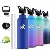 Grsta Botella Agua Acero Inoxidable, Botella Termica 750ml, A Prueba de Fugas, Cantimplora Gym, Doble Aislamiento, Cantimplora Infantil, Fácil de Limpiar, para Cámping, Senderismo, Yoga, Oficina, Gym