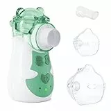 AEKREY Nebulizador Portátil, Nebulizador Bebe y Adultos Silencioso 35dB 5 Velocidades Inhaladores Eléctricos Recargable 750mAh Inhalador Reemplazable para Doméstico y Viaje (Verde)