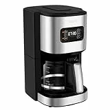 Krups First – Cafetera de filtro 1,25 L, acero inoxidable, temporizador 24 horas, selector de intensidad de la infusión, cabezal de agua, modo preinfusión, antigoteo, hasta 15 tazas, KM480D