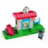 Fisher-Price Little People Campo de cabritas Alimenta y juega Conjunto de juego con dos figuras y un accesorio para niños y niñas pequeños a partir de 1 año, HWR85