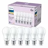 Philips - Bombilla LED A60 13W (Eq. 100W) 1521 lúmenes, casquillo E27, Luz Blanca Cálida (2700k) - Pack 6 Bombillas