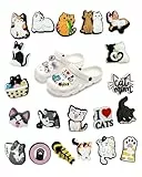 FUGLUS 20 PCS Pines para Crocs Zuecos Sanitarios,Adornos para Zapatos para Serie Gato de Verano,Accesorios de Decoración de Zapatos PVC,para Niñas Mujeres Niños,Regalos Fiesta Cumpleaños