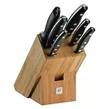ZWILLING Bloque de cuchillos, 7 piezas, Bloque de bambú, Cuchillos con mango especial de acero inoxidable/plástico, Twin Pollux