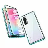 OVANN Funda para Xiaomi Mi Note 10 Lite Carcasa Adsorcion Magnetica Tech Cover 360 Grados Protección Marco Aluminio Vidrio Templado Imán Fuerte Metal Flip Case