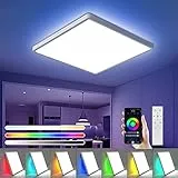 OTREN Plafon LED Techo con RGB Retroiluminación, Regulable Lámpara de Techo con Mando a Distancia, Luz Panel para Baño, Salón, Dormitorio, Cocina, Oficina, Cuadrada, Ø30CM