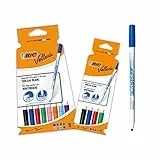 BIC Velleda, rotuladores de pizarra blanca, punta fina, ideal para los niños, colores surtidos, set de 12