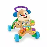 Fisher-Price Ríe y aprende Andador Perrito Primeros Pasos, juguete con actividades, luces y sonidos, regalo para bebés +6 meses (Mattel HBW52), Embalaje sostenible
