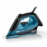 Braun TexStyle 5 SI5256BL, Plancha de Ropa con Placa FreeGlide 3D SuperCeramic, Punta de Precisión, Mango Abierto Ergonómico, Recarga 300ml, Eficiencia Energética, Sistema Antigoteo, 2600W, Azul