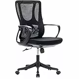 ZIK Silla de oficina ergonómica de escritorio, giratoria y ajustable, con soporte lumbar y reposabrazos (negro)