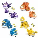 Super Wings Figuras Transformables Pack de 4 - Sally, Steggo, Trico y Brachy de 5 cm | Juguetes para Niños 3+ | Sin Pilas | Plástico ABS Seguro | Figuras de Acción Coleccionables