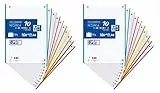 Hojas cuadriculadas A4, Pack de 2 Recambios Oxford, Banda 10 colores, 160 Hojas, Cuadrícula 5x5